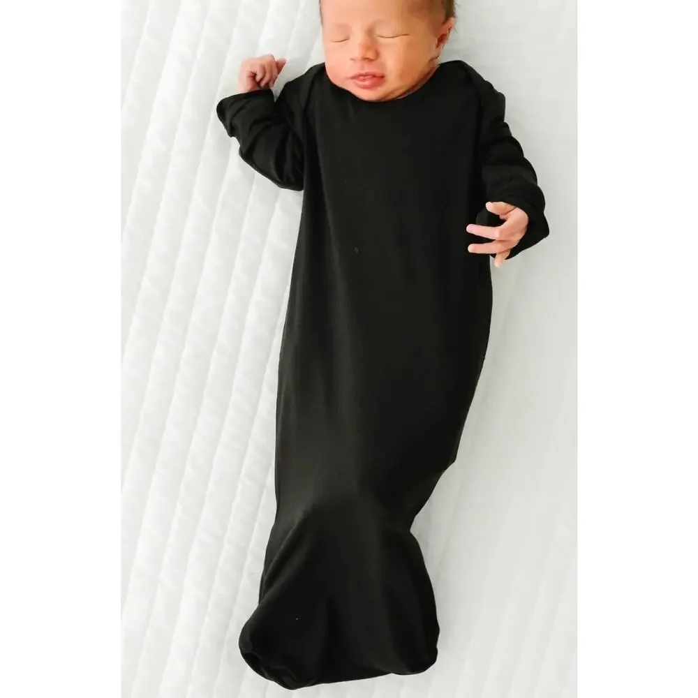 Little Sleepies 2 piece set gown newborn beanie infant black tie new knot mitten